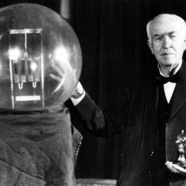 Thomas Edison and first incandescent lamp